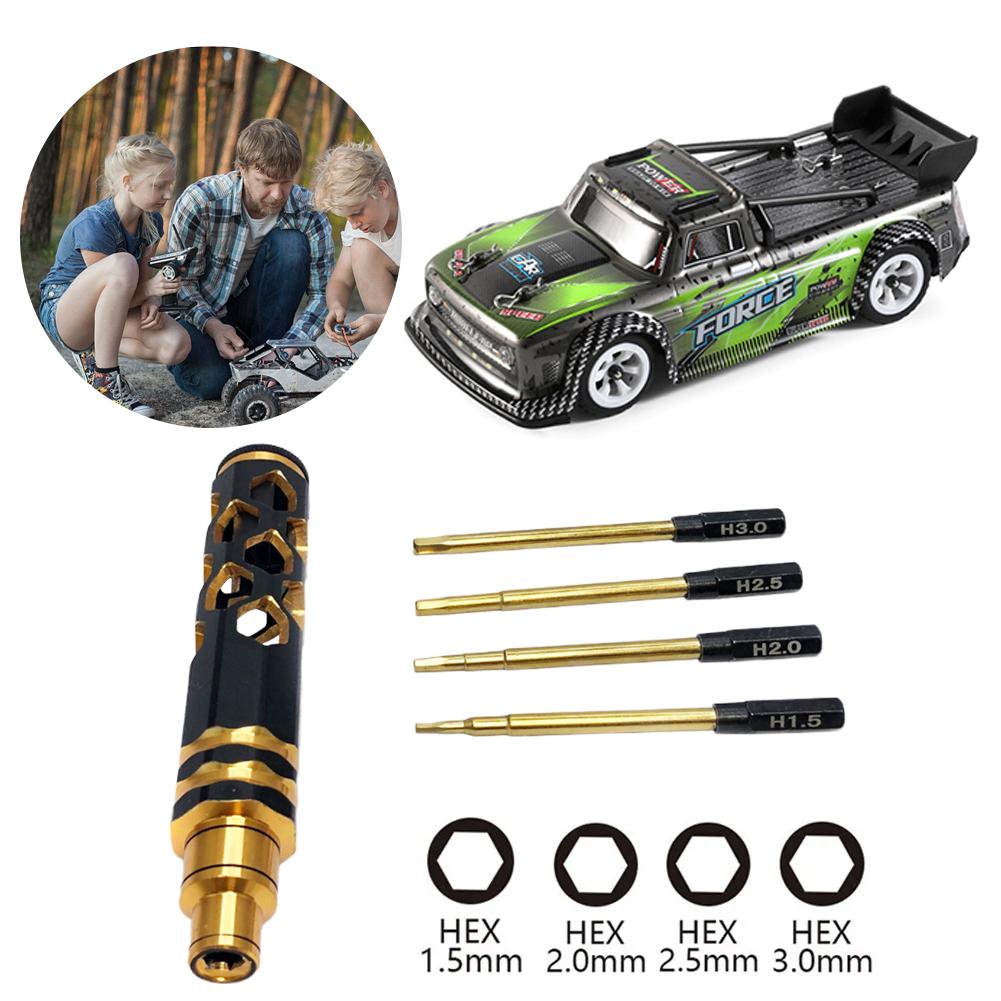 4 In 1 Hexagonal Screwdrivers 1.5 2.0 2.5 3.0mm Hexagon Socket Screwdriver Hand Tool Metal for Heli Airplanes Cars Boat RC Parts