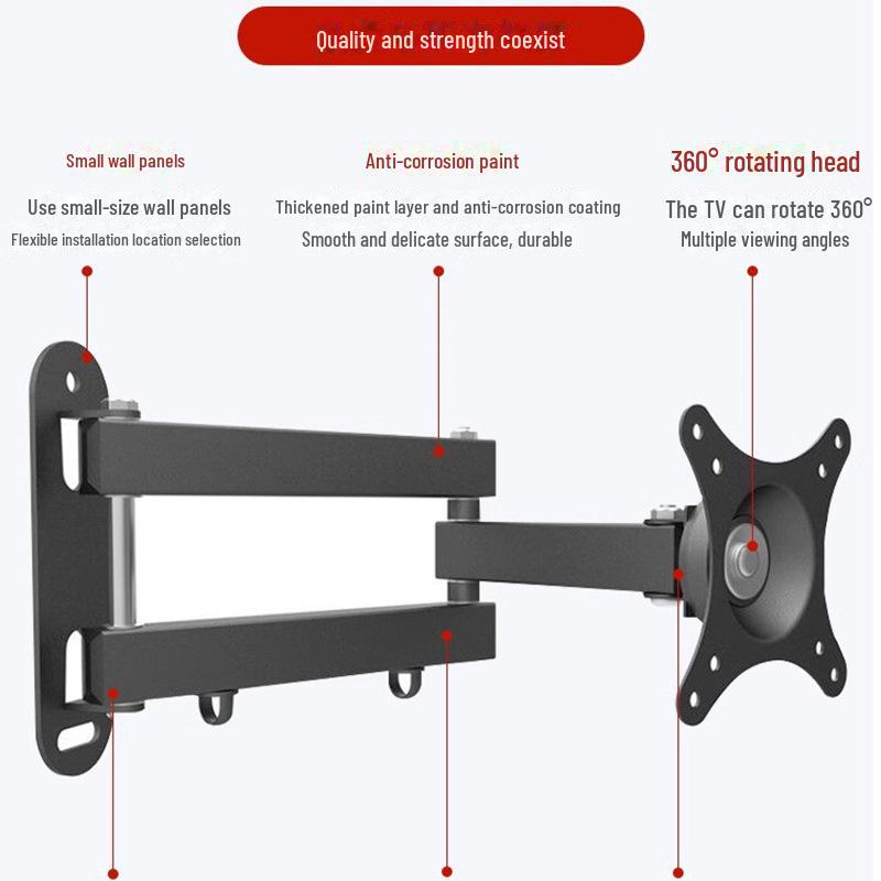 Universal TV Wall Mount: Retractable & Rotating Stand for 26-55" Displays