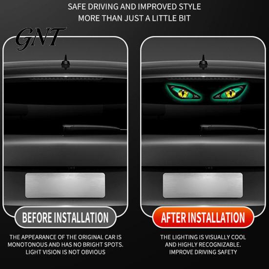 Auto Interior Ambient Lighting Solar Demon Eye Car Window Light, Waterproof Wireless Dynamic Warning Sign with Suction Led Breathing Light for