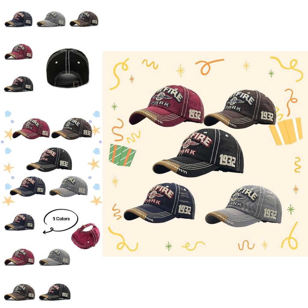 Unisex Cotton Baseball Cap With Embroidered Lettering And Vintage Brim For Outdoor Sun Protection