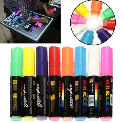8pcs 10mm New Fluorescent Highlighter LED Writing Board Pen Chalk Marker Pens