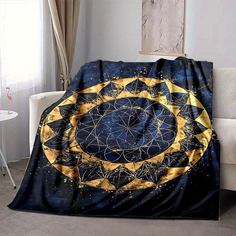 1pc Cosmic Mandala Blanket, Lightweight Flannel Throw Blanket for Sofa, Bed, Travel, Camping, Living Room, Office, Couch034