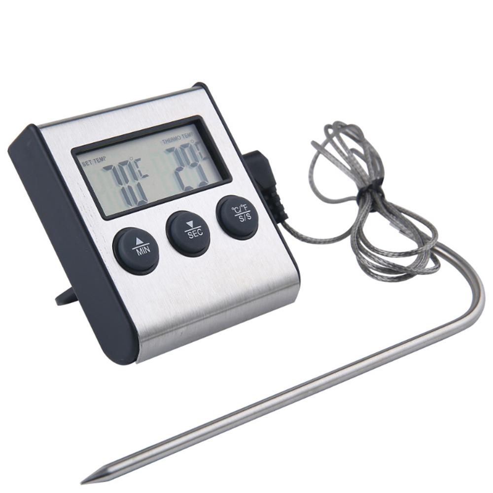 Termometro Digitale per Carne Barbecue Termometro per Cibo Cottura Sonda Bistecca BBQ Indicatore di Temperatura Utensili da Cucina Timer Temperatura Impostabile Manualmente