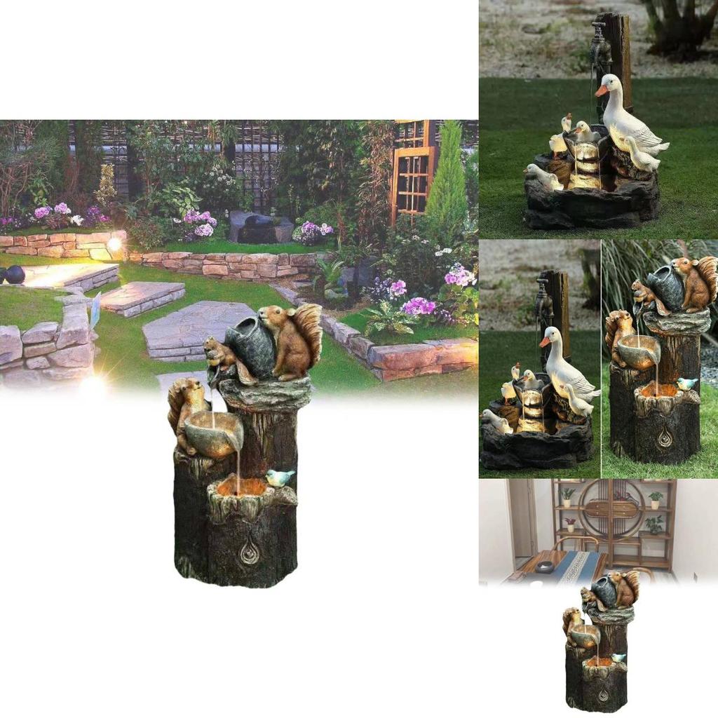 Whimsical Solar Resin Squirrel And Duck Yard Ornament Perfect For Gifts And Decorations