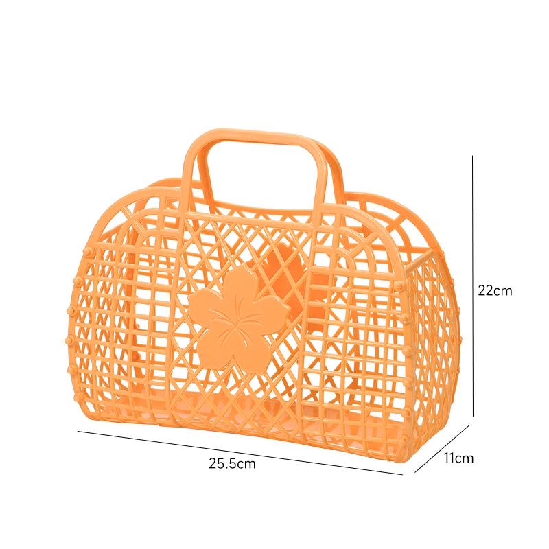Foldable Plastic Supermarket Tote Basket - Hollow Design for Shopping, Fruits, Toys, and More.
