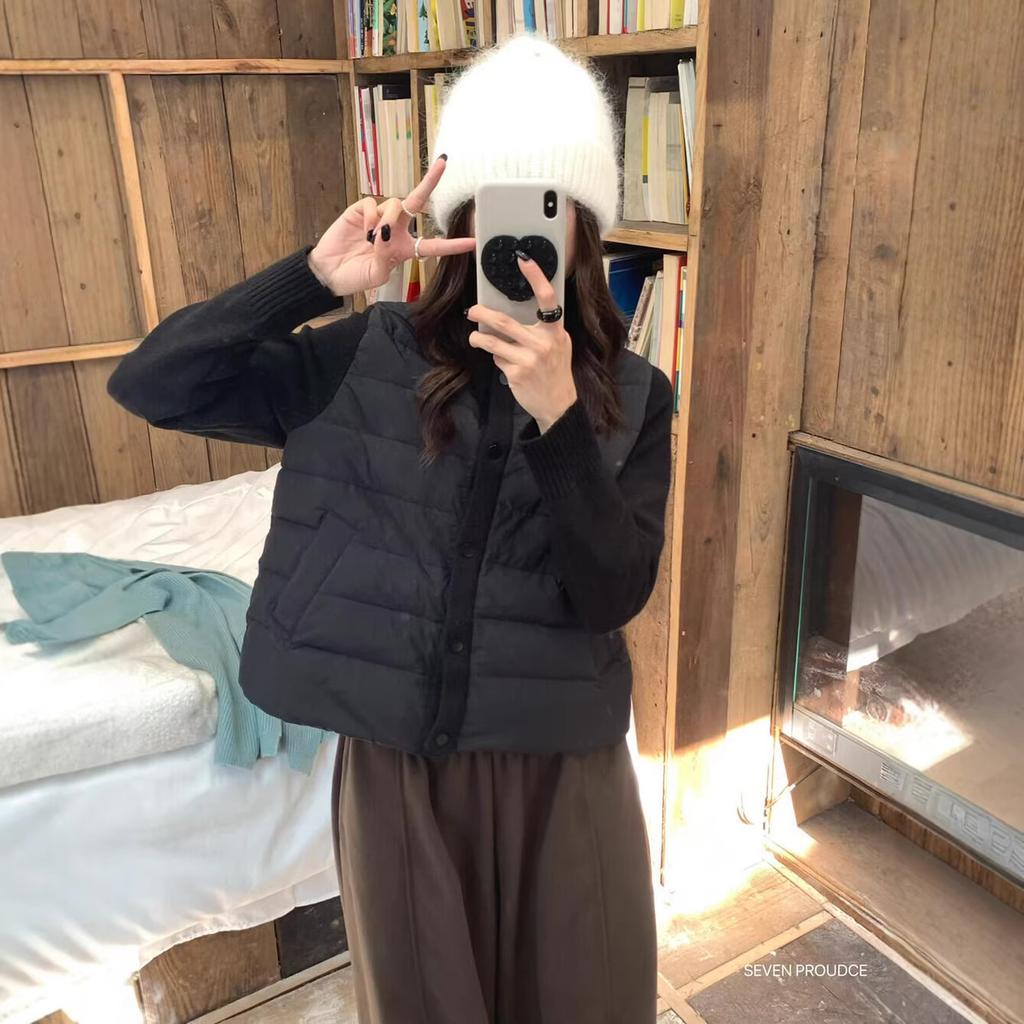 New national standard white duck down jacket, new women's knitted stand-up collar splicing, Korean autumn and winter small coat fashion