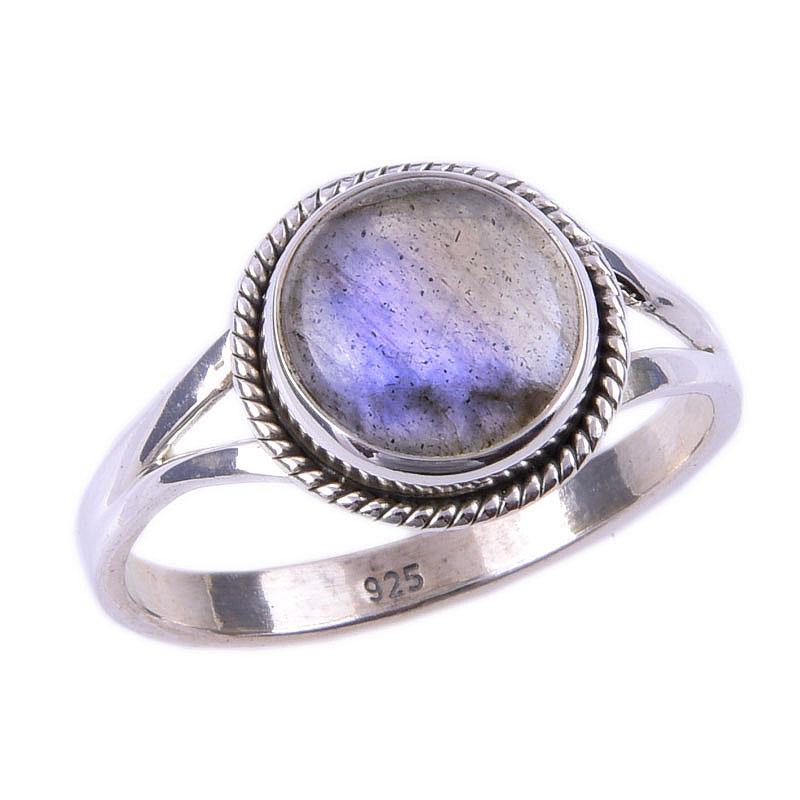 Natural Labradorite Gemstone Handmade 925 Solid Sterling Silver Ring S.10 U4q51