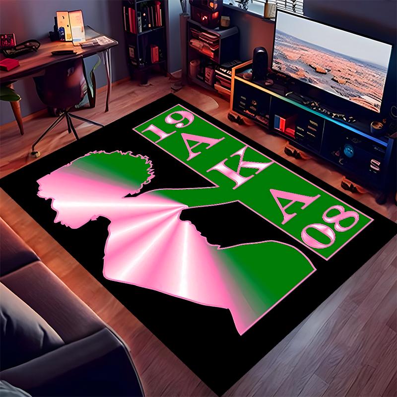 1pc AKA Logo9 Print Area Rug - Soft, Washable Non-Slip Indoor Mat for Office Chairs, Living Room, Home Office Decorative Rug