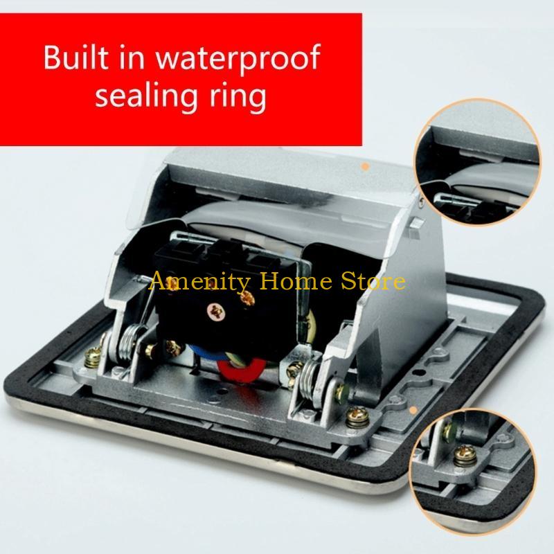 F26C Stainless Steel Receptacle Outlet Pop-Up Floor Electrical Outlet Floor Socket Waterproof Electrical Outlet Cover Box
