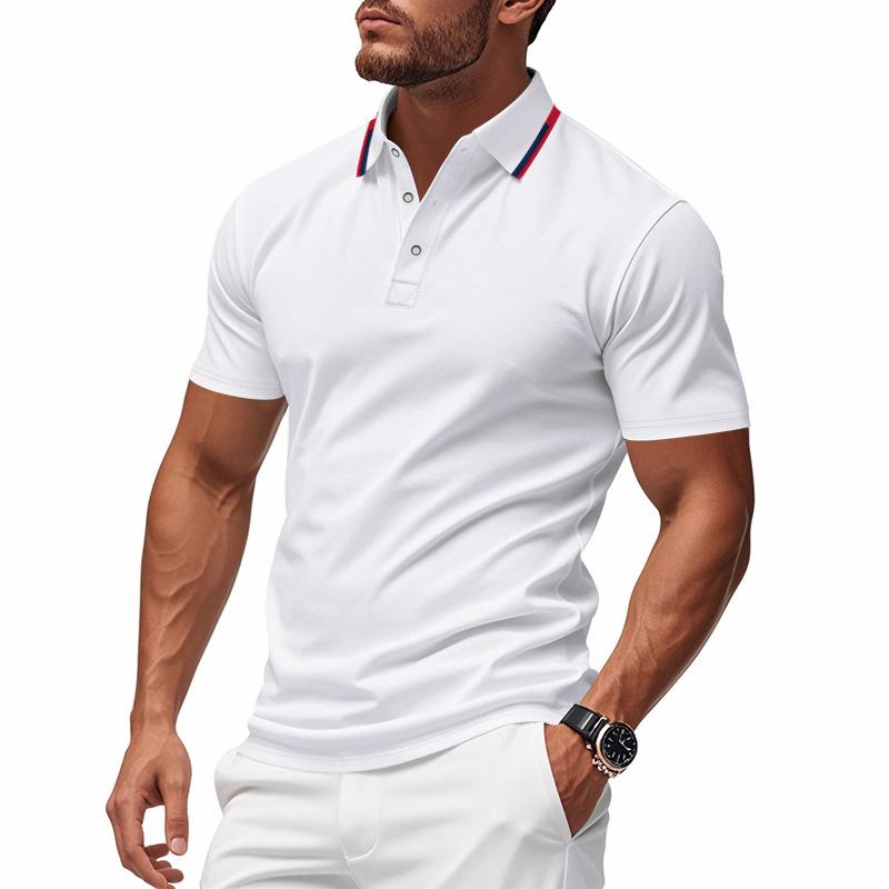 Men s Summer Mesh Collar Polo Shirt – Casual Golf Quick-Dry Short-Sleeved T-Shirt S белый