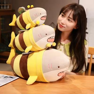 28/38/48cm Cartoon Throw Pillow Shark Bee Creative Plush Toy Super Soft Elastic Cotton Pillow Backrest Good Gift
