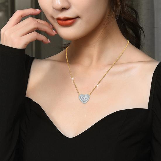 

Women Necklace Heart Pendant O Chain Cubic Zirconia Jewelry Shining Adjustable Necklace