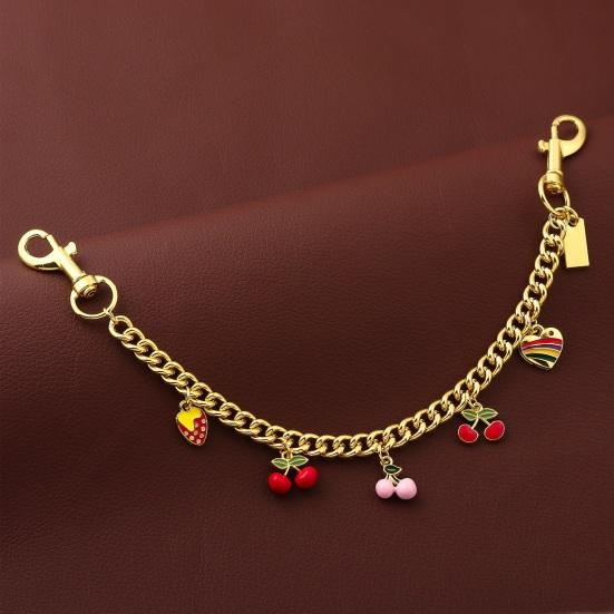 Kirsch-Taschenanhänger Rosa Kirsch-Herz-Anhänger Erdbeer-Anhänger Kette Funkelnder Geldbörsen-Anhänger für Damen Handtasche Tragetasche Zubehör