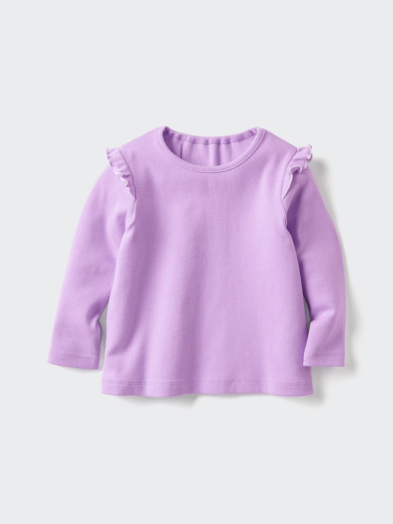 

Uniqlo BT с круглым вырезом и длинным рукавом с оборкой 72 PURPLE/BABY 90