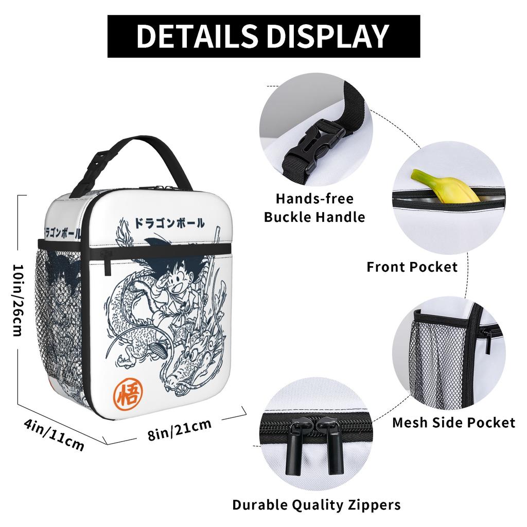 Goku and Shenron Insulated Lunch Bags Cooler Bag Reusable,Lunch Container Kakarot DBZ Large Tote Lunch Box Food Bag Work Travel