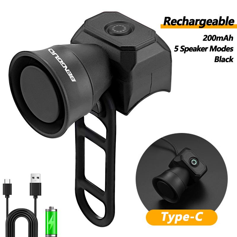 Bicycle Horn Mountain Bike Mini Battery Charging Waterproof Electronic Bike Bell Riding Equipment Children's Scooter Accessories