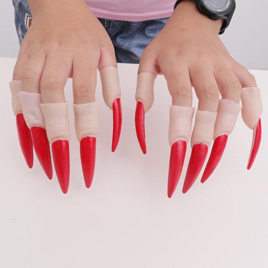 10 Stück Cosplay Falsche Nägel Realistisch Lustig Schrecklich Horror Keine Gerüche Dekorativ Tragbar Kinder Hexe Dekorationen Halloween Requisiten für Festival