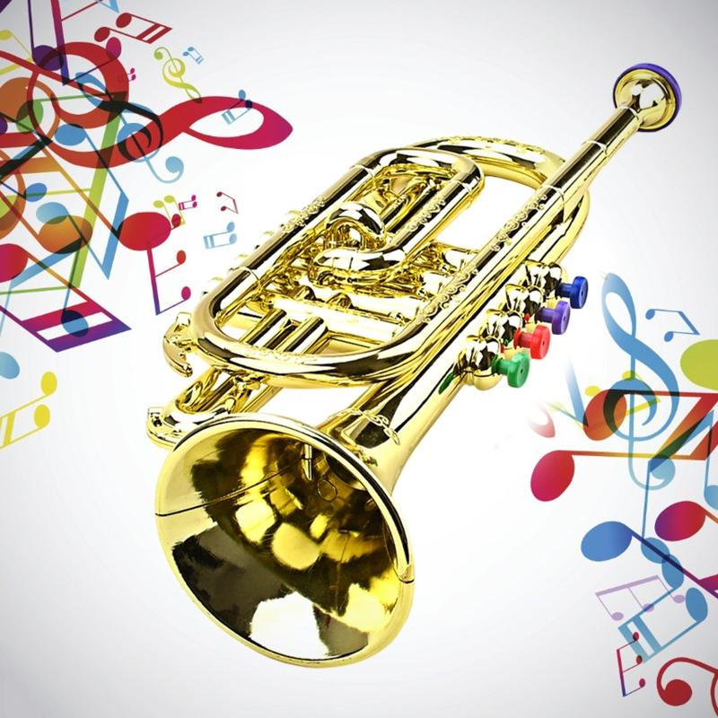 Children Trumpet Kids Trumpet with 4 Colored Keys for Early Developmental Toy
