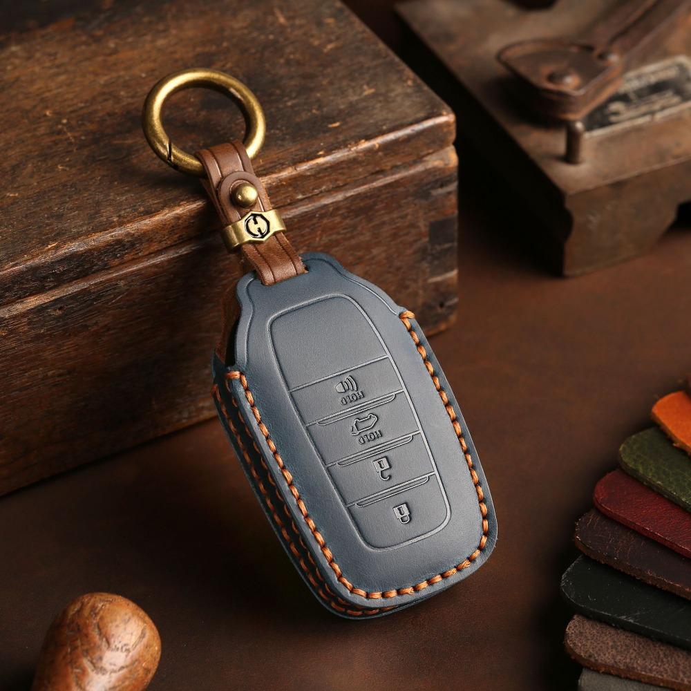 Handgjort Nyckelskydd i Äkta Läder för Toyota Sienna Alphard Vellfire Kreativt Bilnyckelfodral
