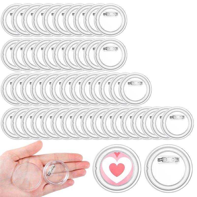 A84X-50Pcs Clear Pins Buttons Badges Button Pins For Crafts Custom Button Pins Blank Pins For DIY Crafts