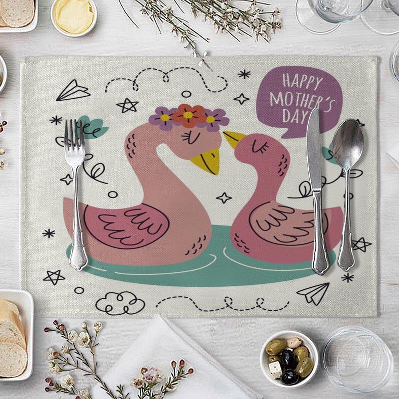 Cotton Linen Fabric Table Mats Children's Cute Animal Style Pattern 01 Placemat Family Dinner Tableware Kitchen Table Mat