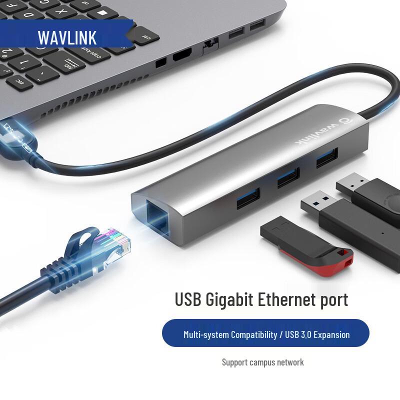 Wavlink USB 3.0 Gigabit Ethernet Adapter with 3-Port Hub
