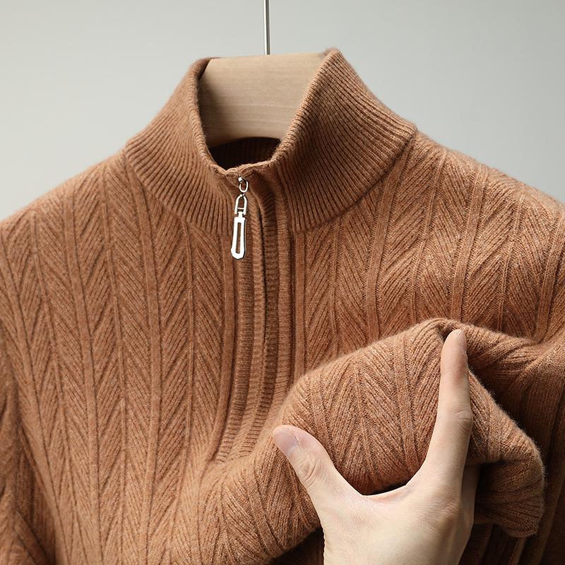 

Men s Winter 2025 Fine Knit Wool Half-Zip Sweater, Thick and Casual (X82706) XXXL верблюд/жовтий