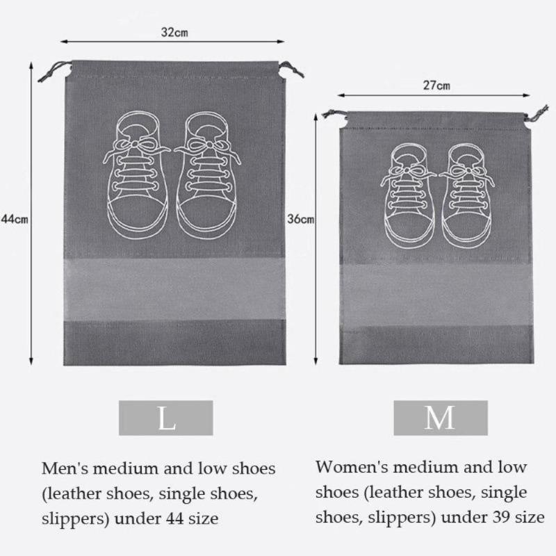 10PC Shoe Storage Bag, Dustproof and Insect Proof Non-woven Fabric Tightening Bag, Transparent Travel Shoe Storage Device