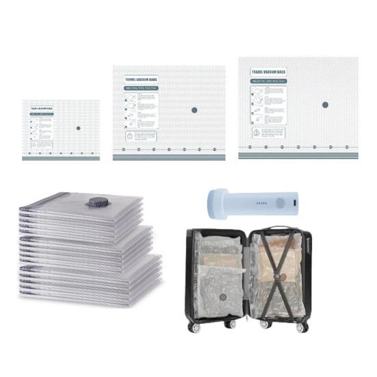 Vacuum Compression Bags with Rechargeable Air Pump Travel Storage Bag Fast Compression Packing Bags for Luggage Suitcase Clothes