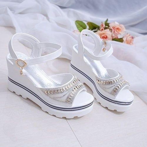 Fashion Women's Sandals Super-high Heel Wedges Ladies Shoes Diamond Designer Low Price Summer 2025 Offers Sale Wholesale Casual Vintage