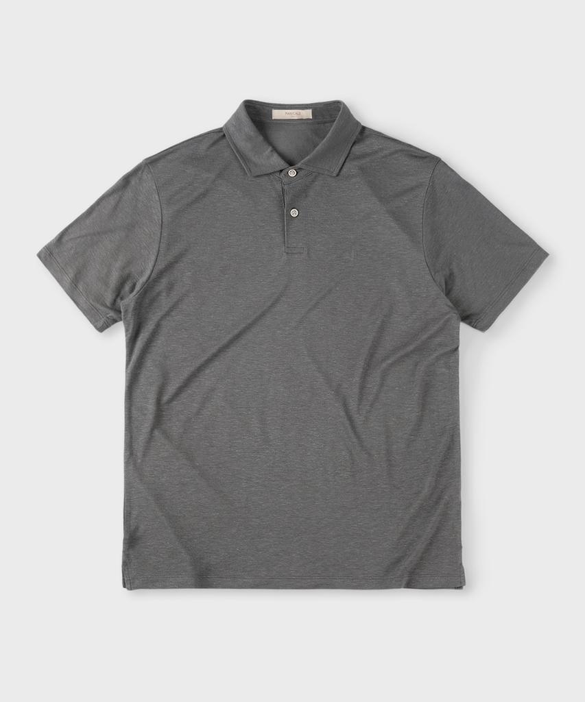 PANICALE Charcoal Striped Short Sleeve Polo Shirt