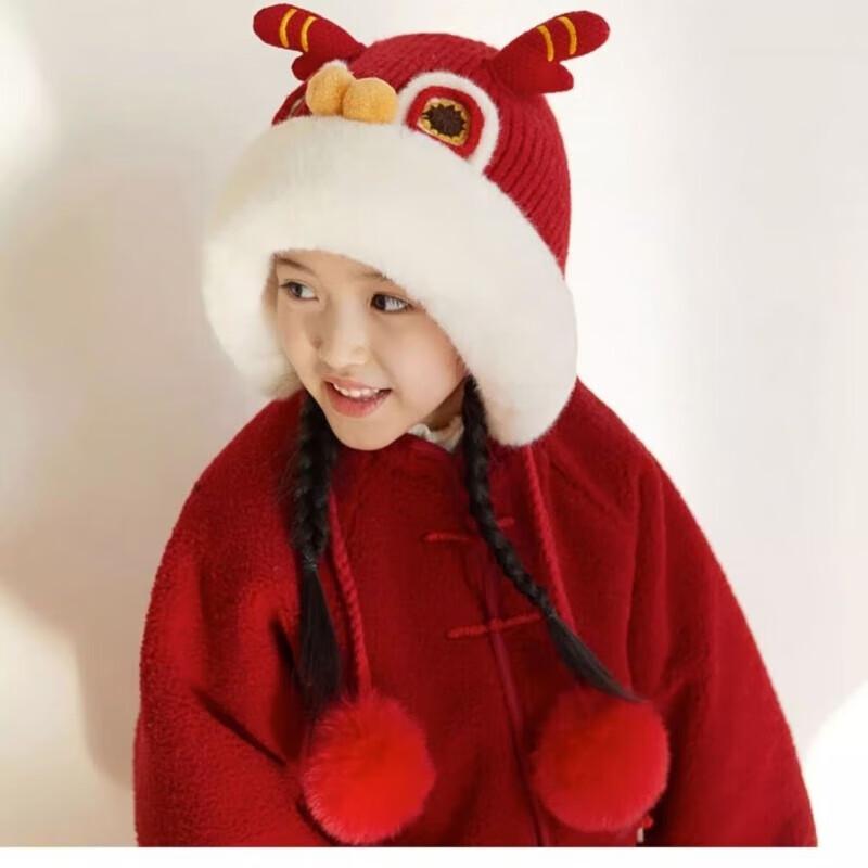 NHZHIW Year of the Dragon Warm Ear Flap Hat with Dragon Horns