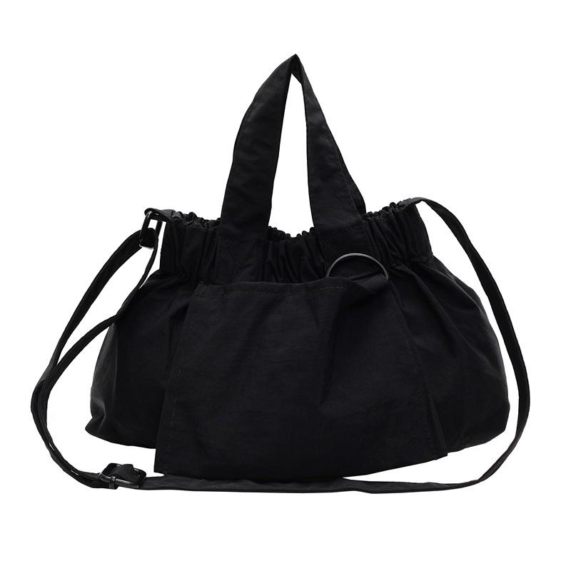 Canvas Portable One Shoulder Crossbody Dumpling Bag New Solid Color Foldable Shopping Bag Crossbody One Shoulder Bag