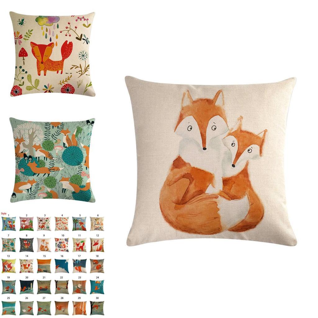 Versatile 18'' Cartoon Fox Pillow Case Cushion Cover For Stylish Living Spaces
