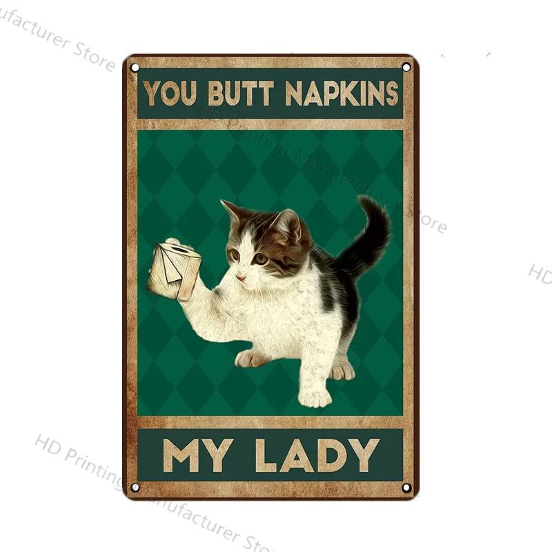 Cute Cat Wall Poster Pet Decor For Kitchen Vintage Tin Sign Metal Plates Home Decoration Modern Bar Accessory Restaurant Garden