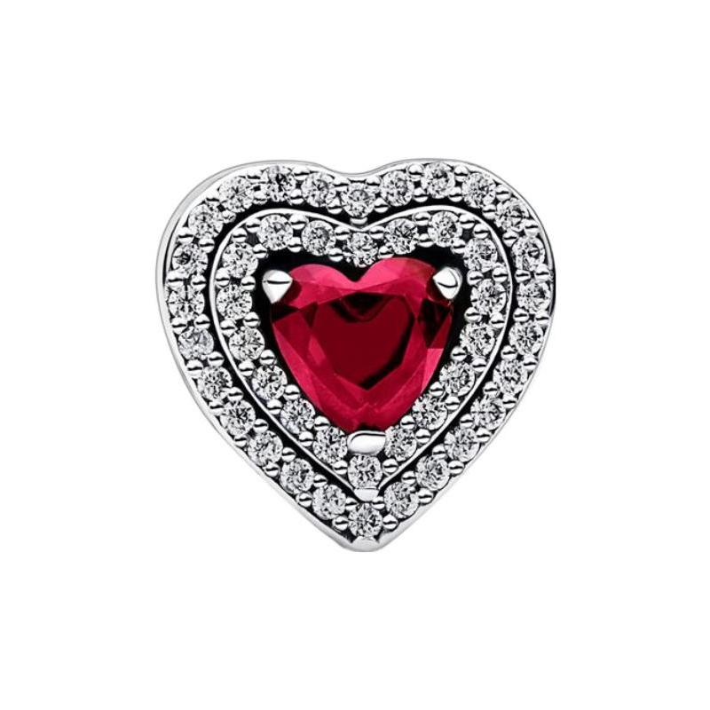 Pandora Layers of sparkling red heart charms 925 silver bracelet for women 799218C02 серебряный