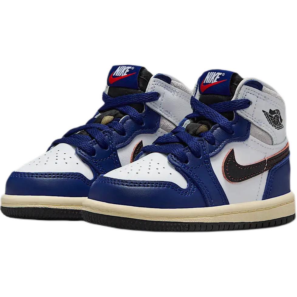 Air Jordan 1 Retro High OG Rare Air Δέρμα Unisex Λευκό Μαύρο Ουδέτερο Γκρι Βαθύ Βασιλικό Μπλε FD1413-100