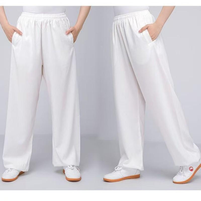 Breathable Linen Cotton Cycling Pants Loose Fit Casual Training Trousers With Side Pockets