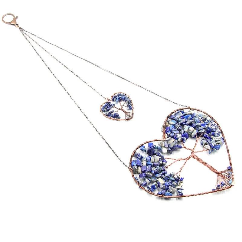 Dreamcatcher Double Heart Tree of Life Hanging Ornament Chakra Feng Shui Gemstones Spiritual Meditation Garden Home Decoration