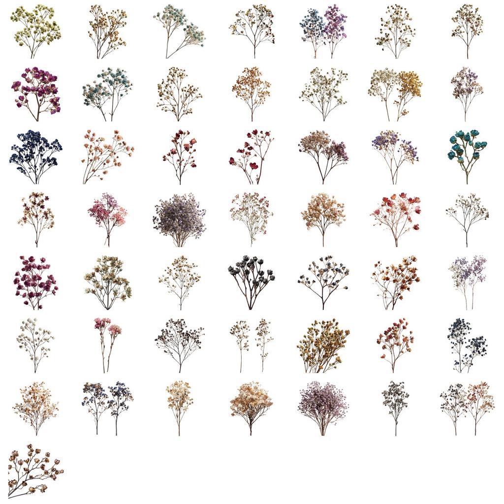 50Pcs Dried Flower Collection Record PET Stickers Decorative handmade Scrapbooking Material Diary Album Craft Supplies