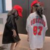 Girls' Mid-Length Summer Dress: Trendy Loose Fit Top and T-Shirt Skirt Combo for Kids