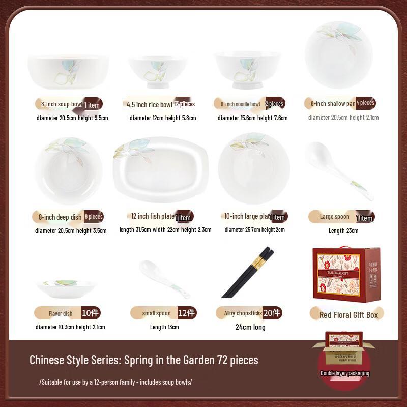 Spring Garden 72-Piece Enamel Dinnerware Set