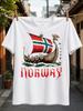 Norway Dragon Ship Graphic Norwegian FlAg Sailboat Vintage Print Retro Nautical Casual Crew Neck Unisex All TShirt