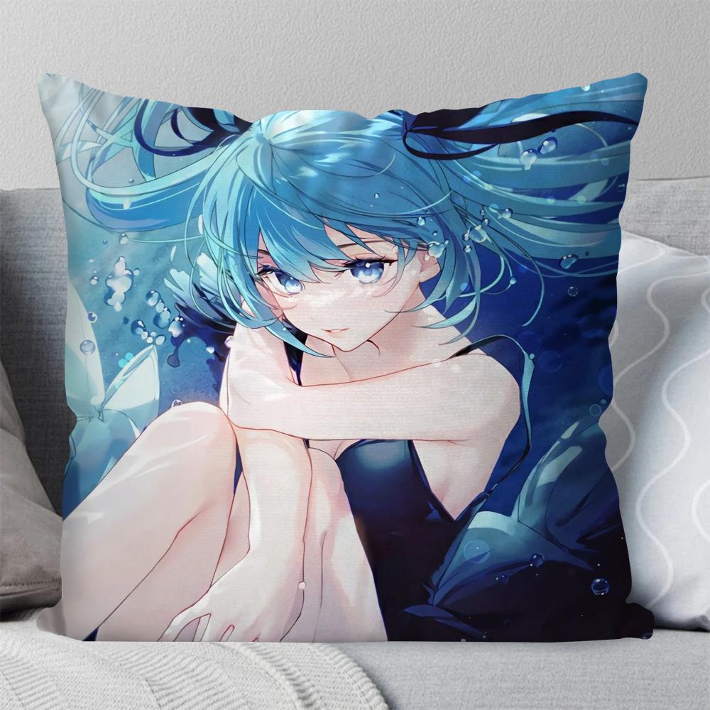 H-Hatsune M-Miku Singer Anime Pillow Case Square Pillow BedroomSofaLeisure Comfort Cushion Car Living Room Home Decoration 40X40