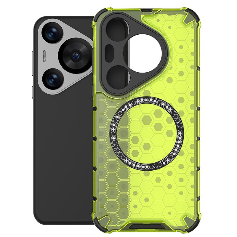 Applicable to Huawei Pura70Pro Honeycomb Magnetic Mobile Phone Case Honor 200Pro Airbag Honor X60 Protective Case