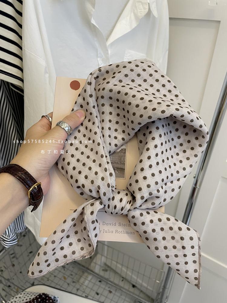 18Cm Cotton and Linen Cashew Small Square Scarf Spring Summer and Autumn Thin Decorative Scarf Air Conditioner Room Neck Scarf Headband Headscarf