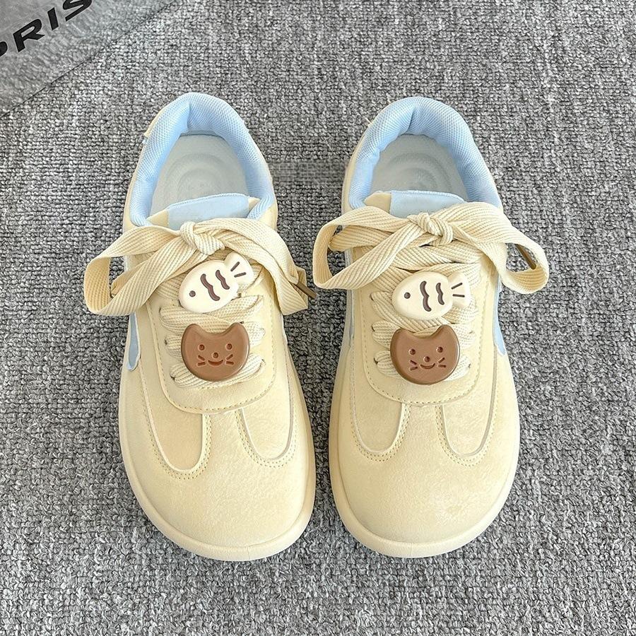 Mango Head Thick-soled Women's New Autumn Niche Versatile Shoes Thick-soled White Shoes Women