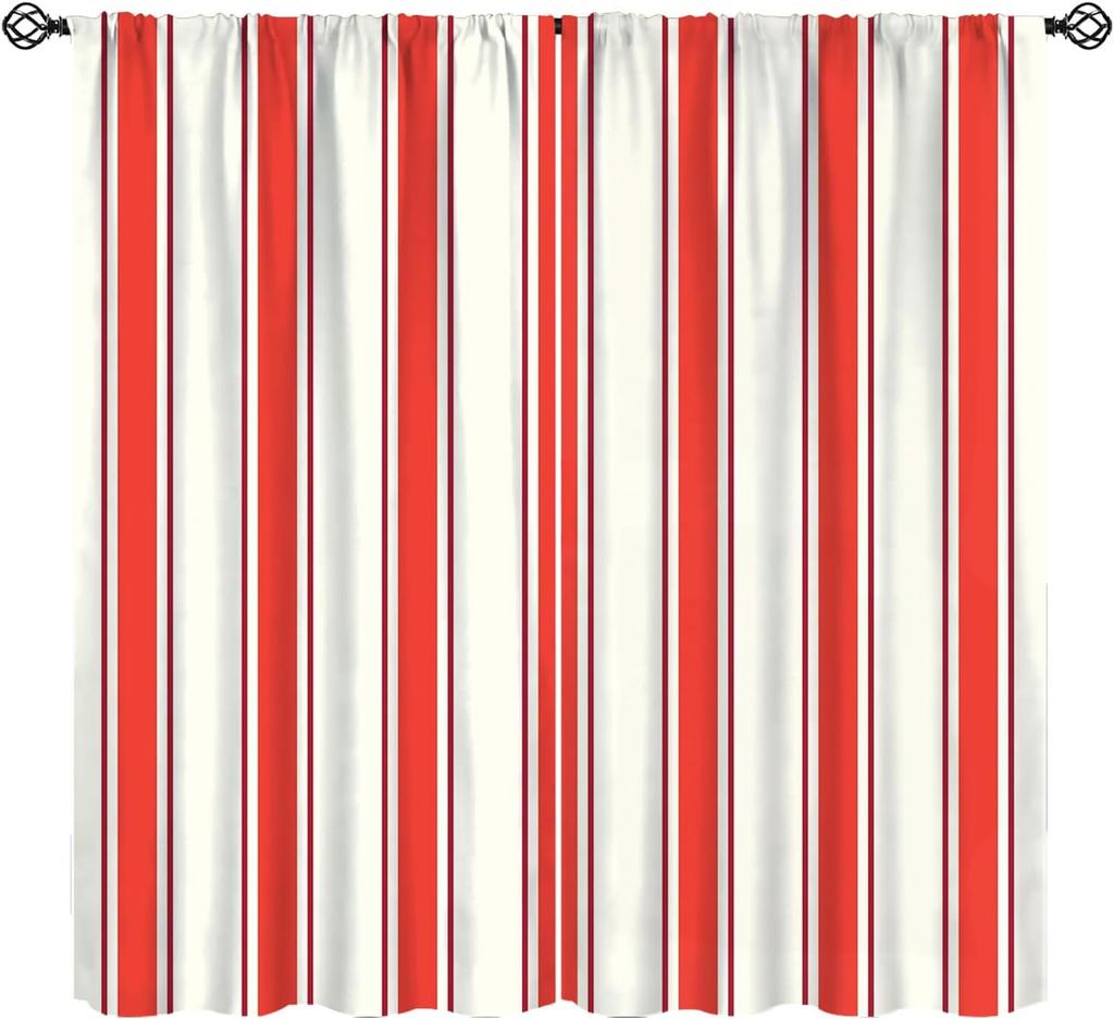 Stripe Curtains Red Ribbon Bow Stripes White Pink Background Window Treatments Insulated Drapes Panels Thermal Made Of Polyester