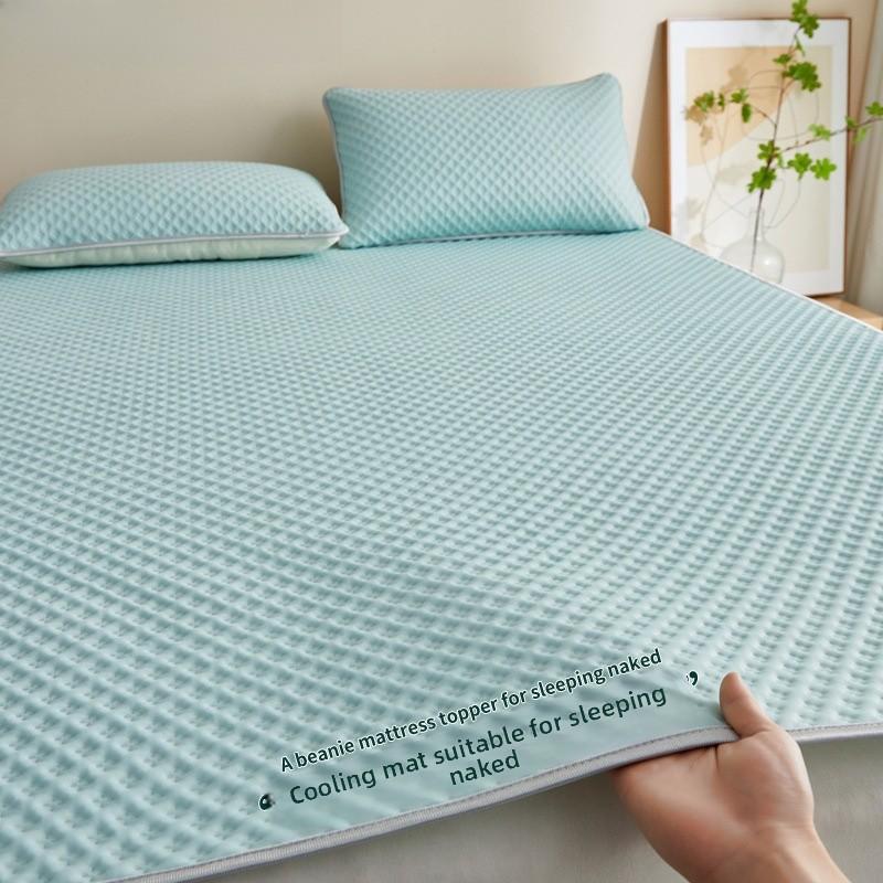 Summer Ice Silk Cooling Mat Bean Bag Three-Piece Bedding Style Dormitory Student Single Washable Home Air Conditioned Mat