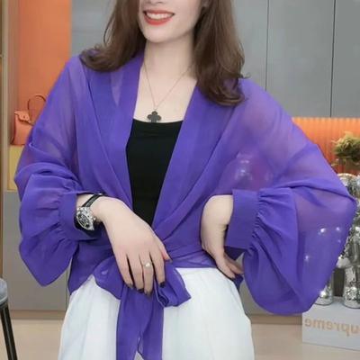 Solid Color Sunscreen Shirt for Women's Thin Coat Summer New Loose Fashionable Shirt Slim Cardigan Top